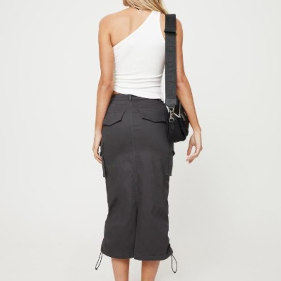 Princess Polly Cargo Midi Skirt - Washed Black - Picture 3 of 3